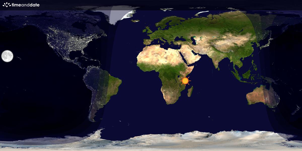 Verdenskart som viser dag og natt 