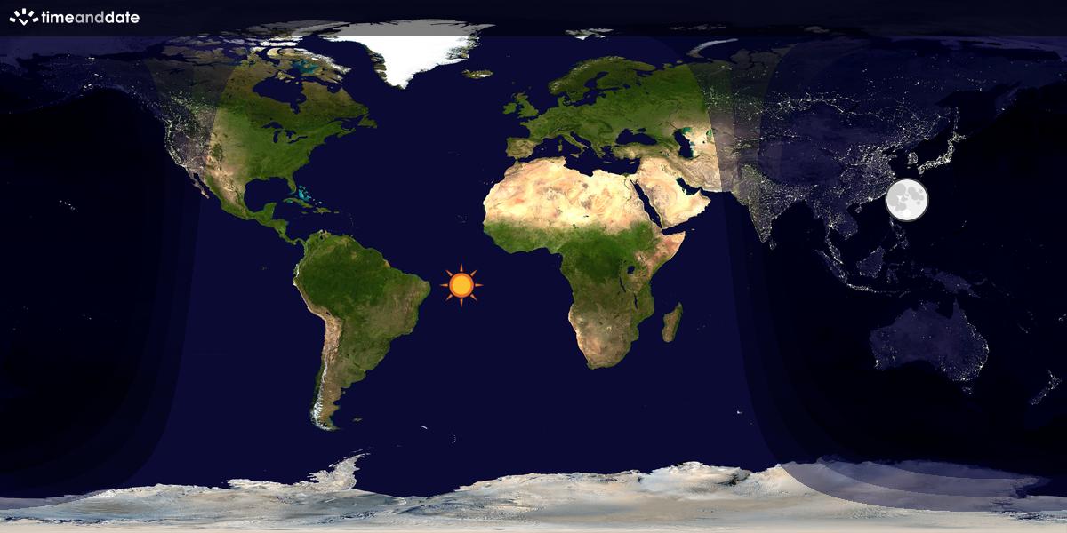 Verdenskart som viser dag og natt 