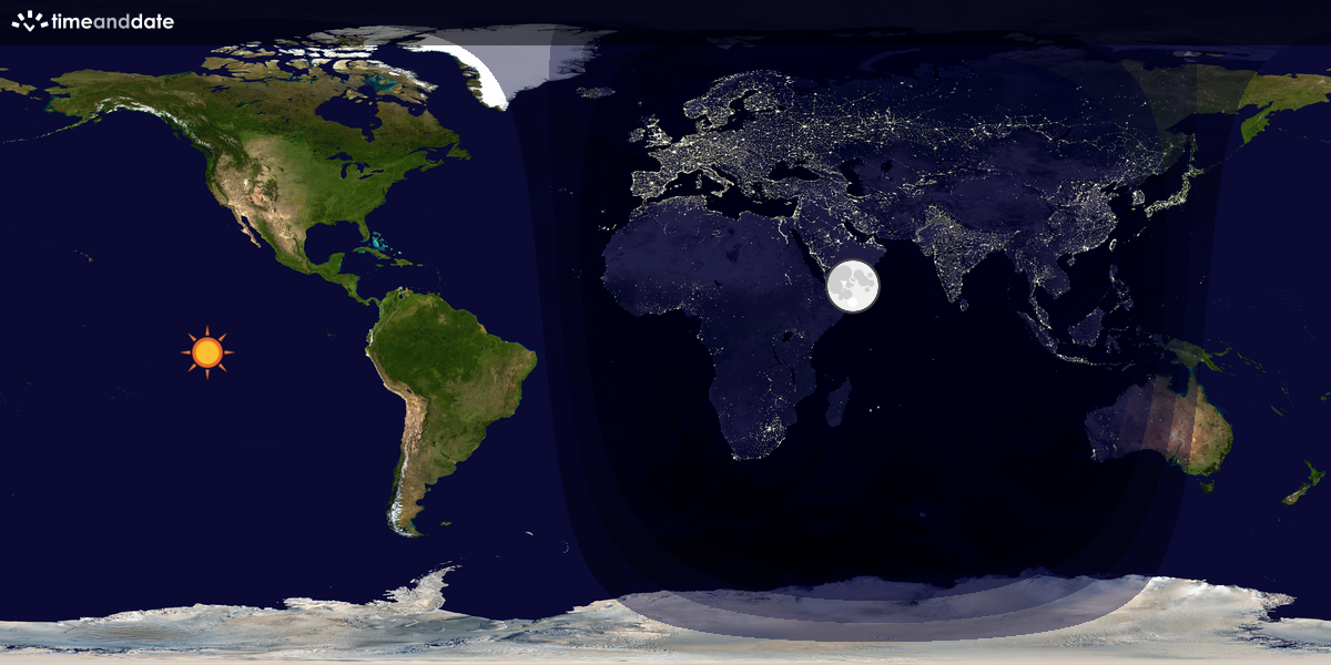 Verdenskart som viser dag og natt 