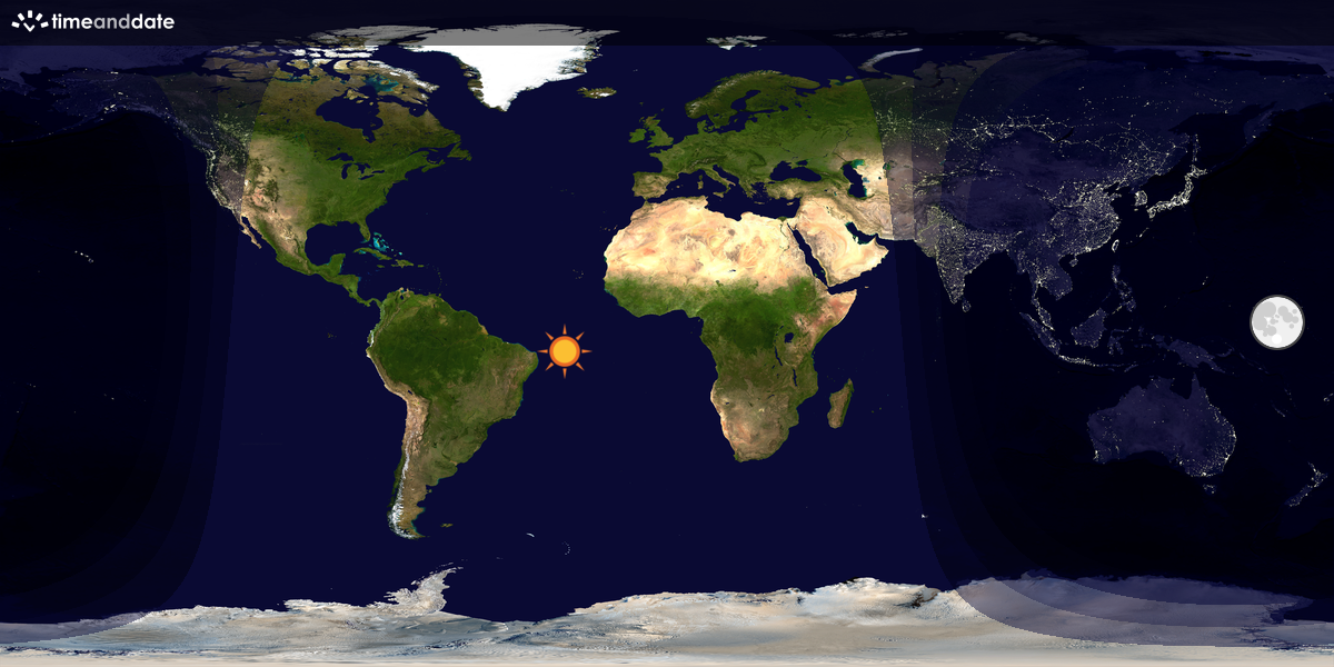 Verdenskart som viser dag og natt 
