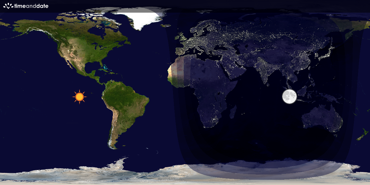 Verdenskart som viser dag og natt 