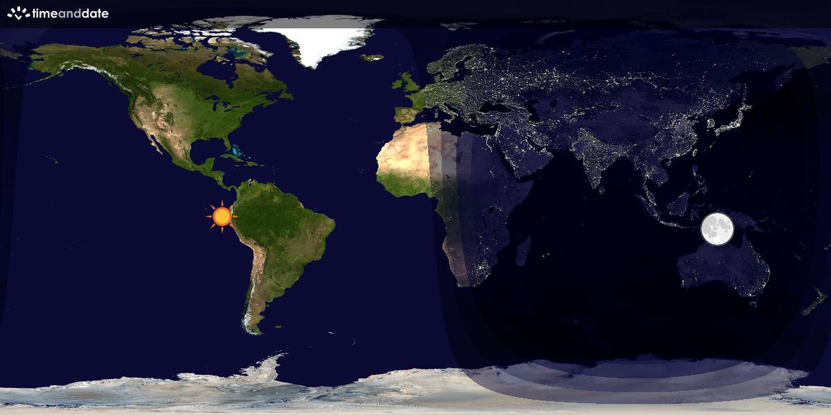 Verdenskart som viser dag og natt 