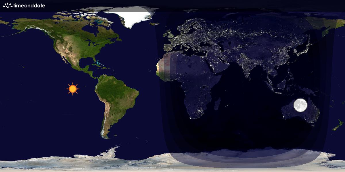 Verdenskart som viser dag og natt 