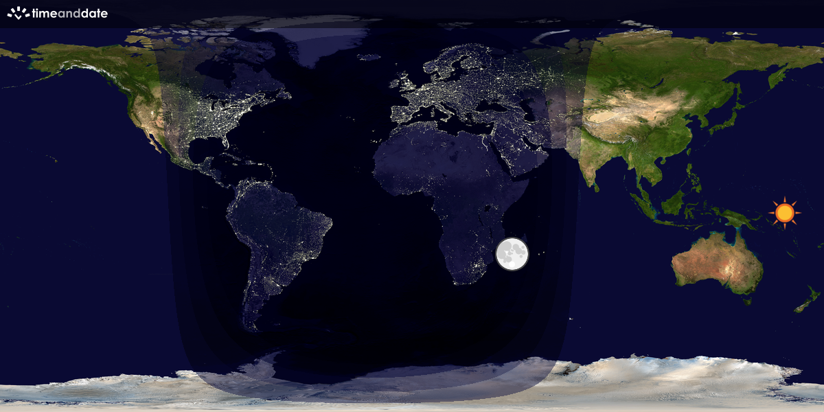 Verdenskart som viser dag og natt 