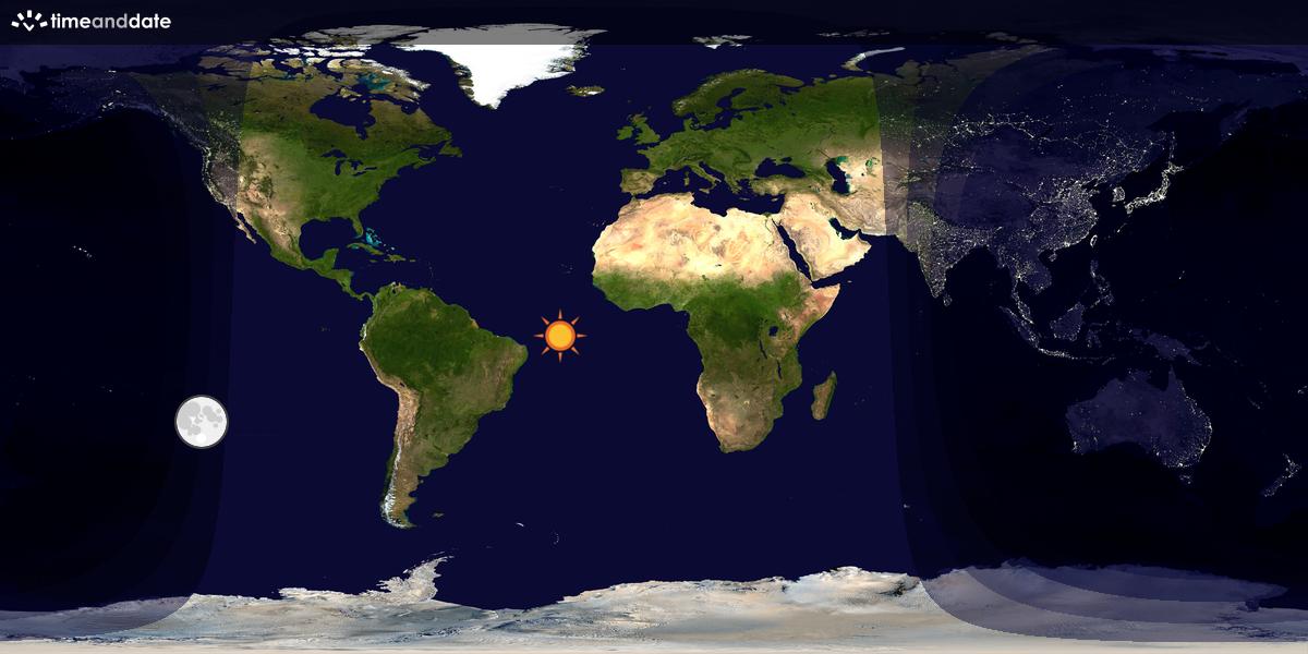 Verdenskart som viser dag og natt 