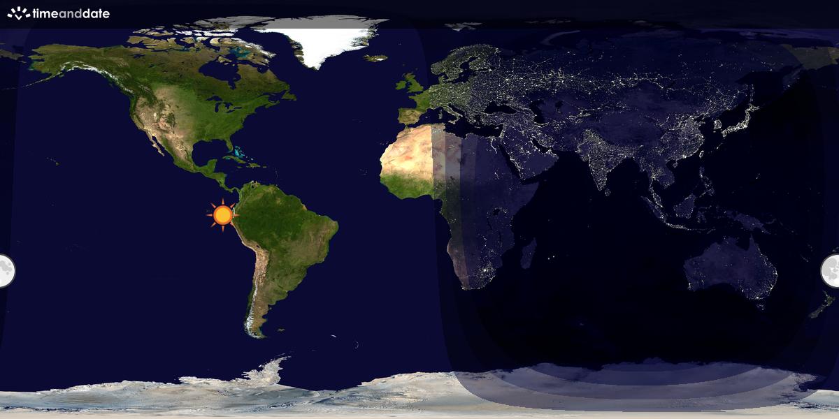 Verdenskart som viser dag og natt 
