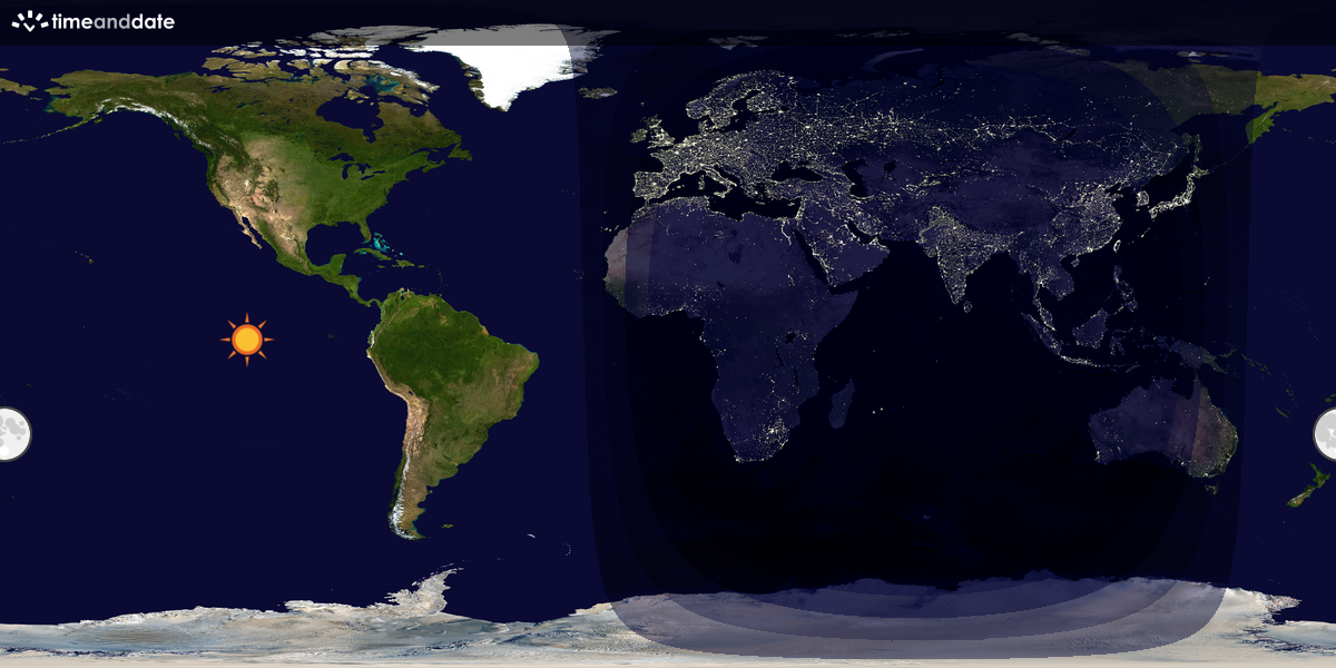 Verdenskart som viser dag og natt 