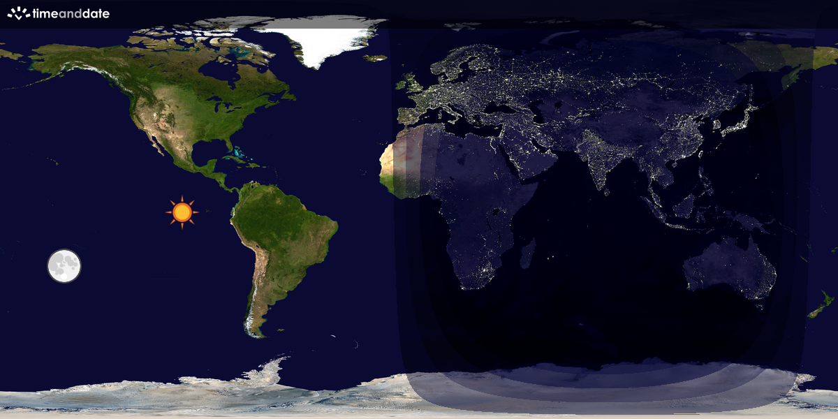 Verdenskart som viser dag og natt 