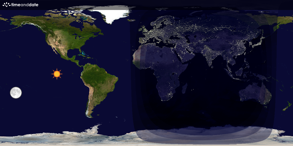 Verdenskart som viser dag og natt 