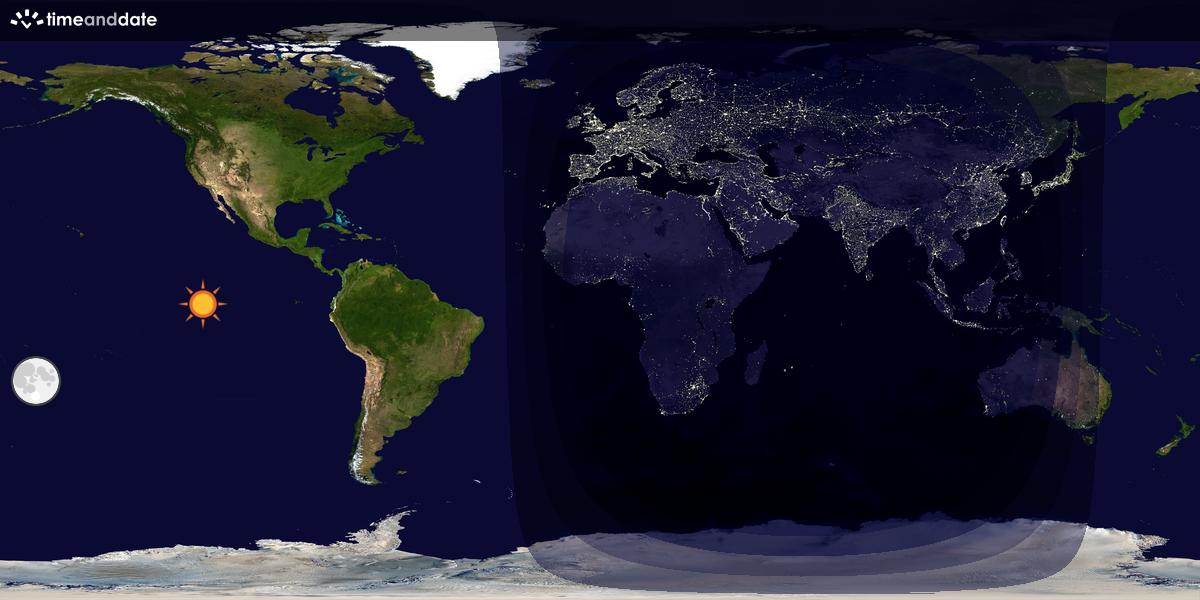 Verdenskart som viser dag og natt 