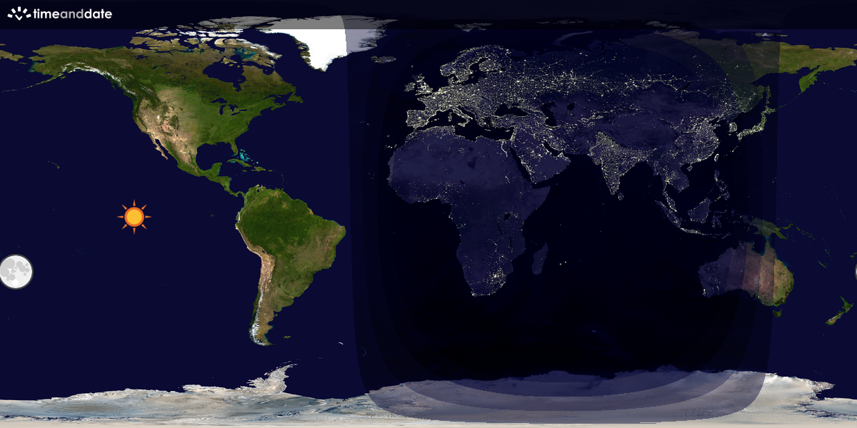 Verdenskart som viser dag og natt 