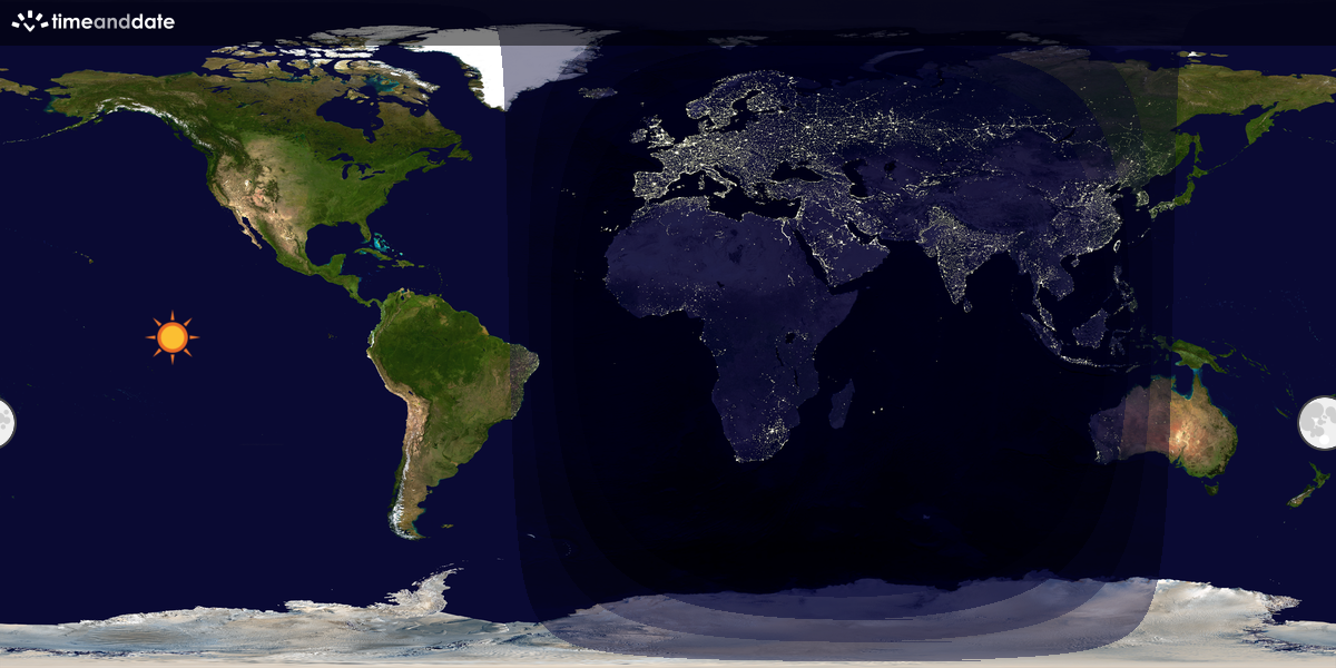Verdenskart som viser dag og natt 