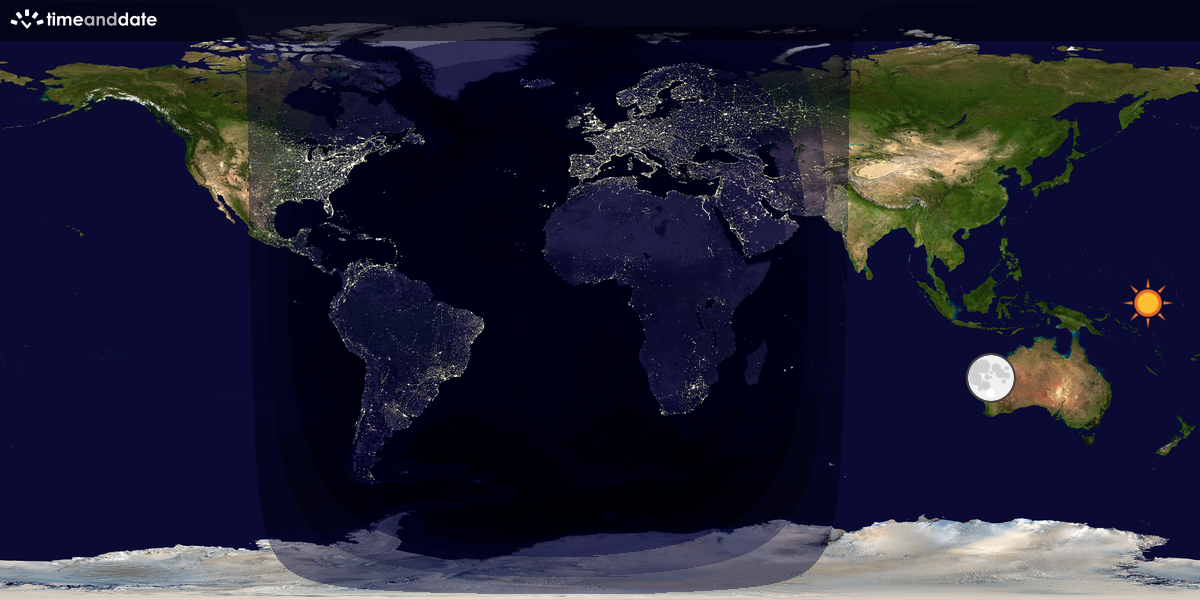 Verdenskart som viser dag og natt 
