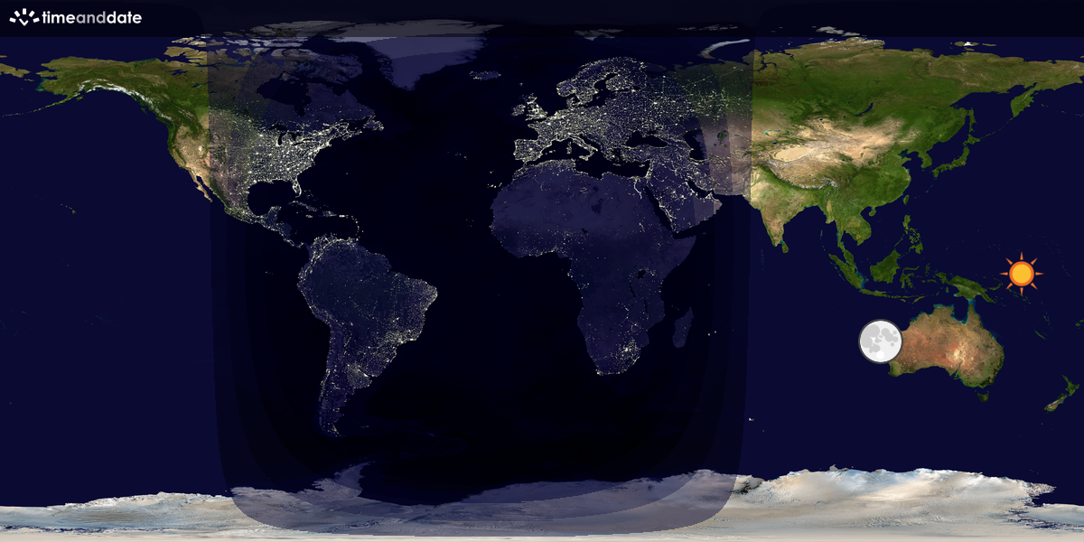 Verdenskart som viser dag og natt 