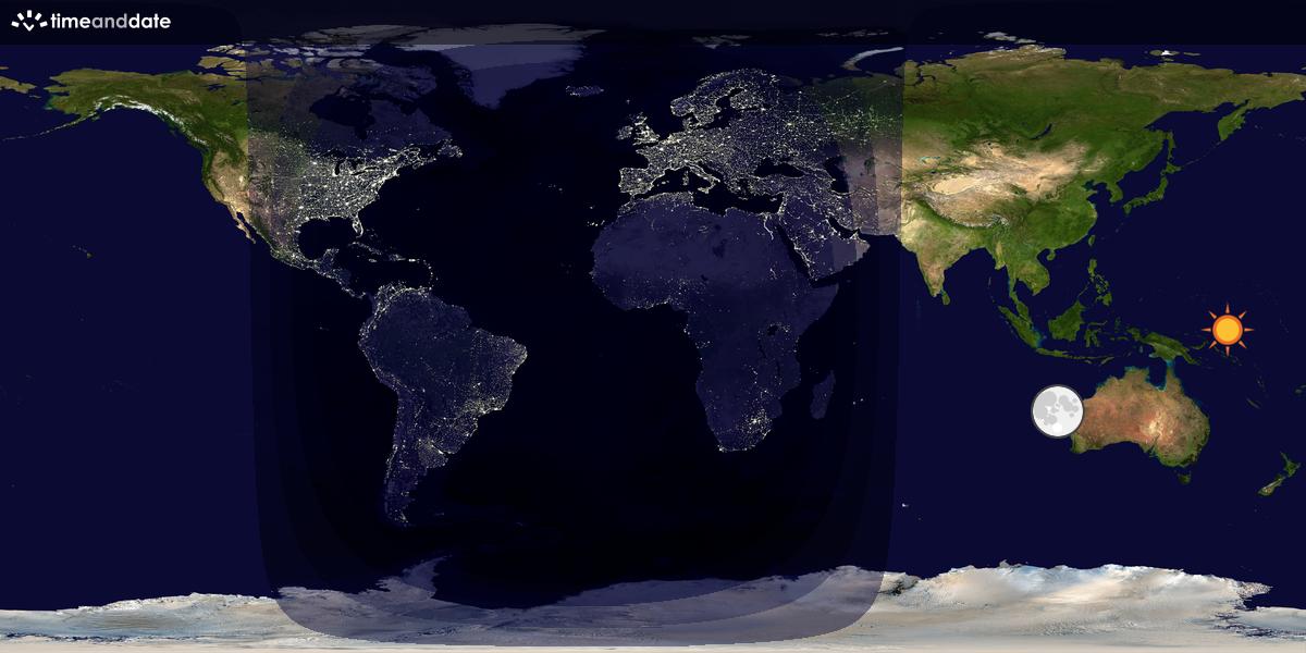 Verdenskart som viser dag og natt 