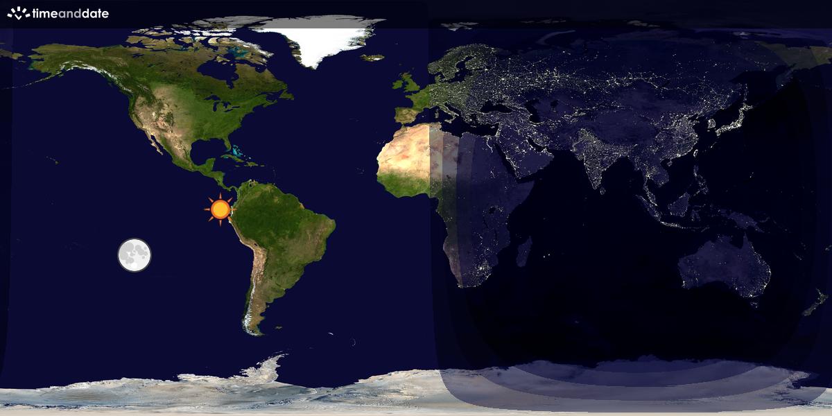 Verdenskart som viser dag og natt 