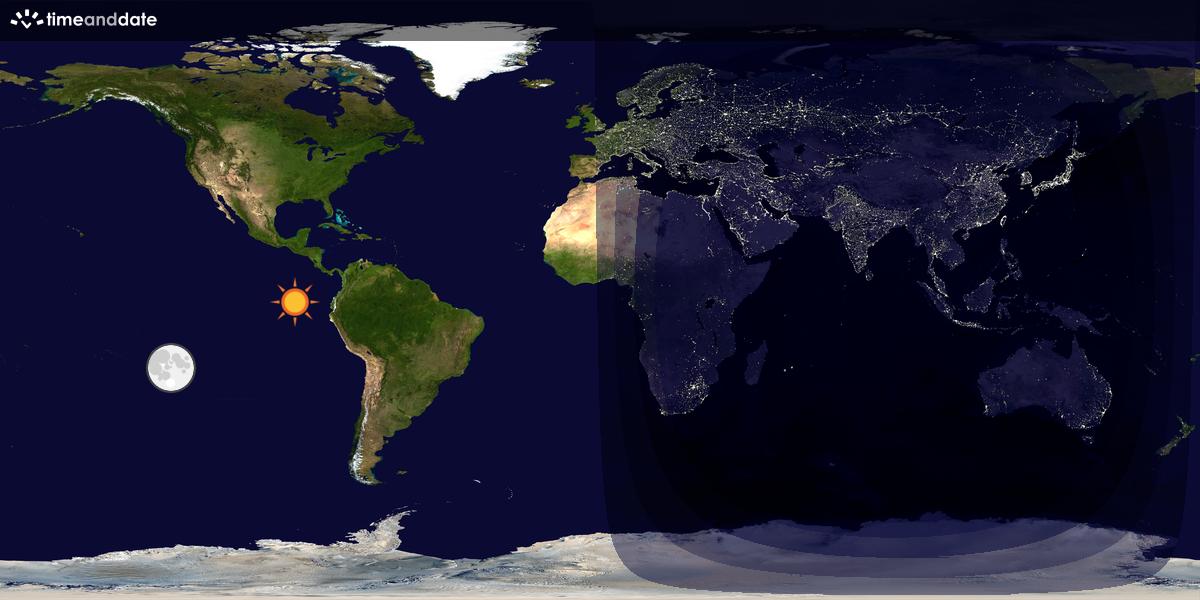 Verdenskart som viser dag og natt 
