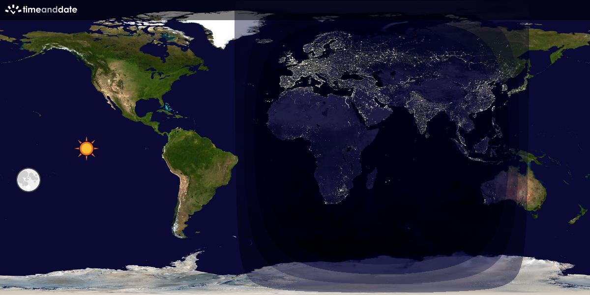 Verdenskart som viser dag og natt 