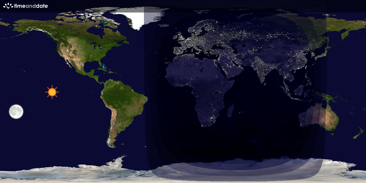 Verdenskart som viser dag og natt 