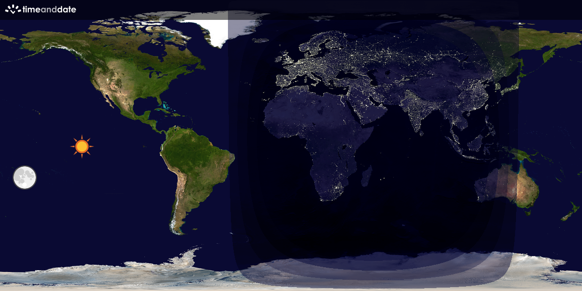 Verdenskart som viser dag og natt 