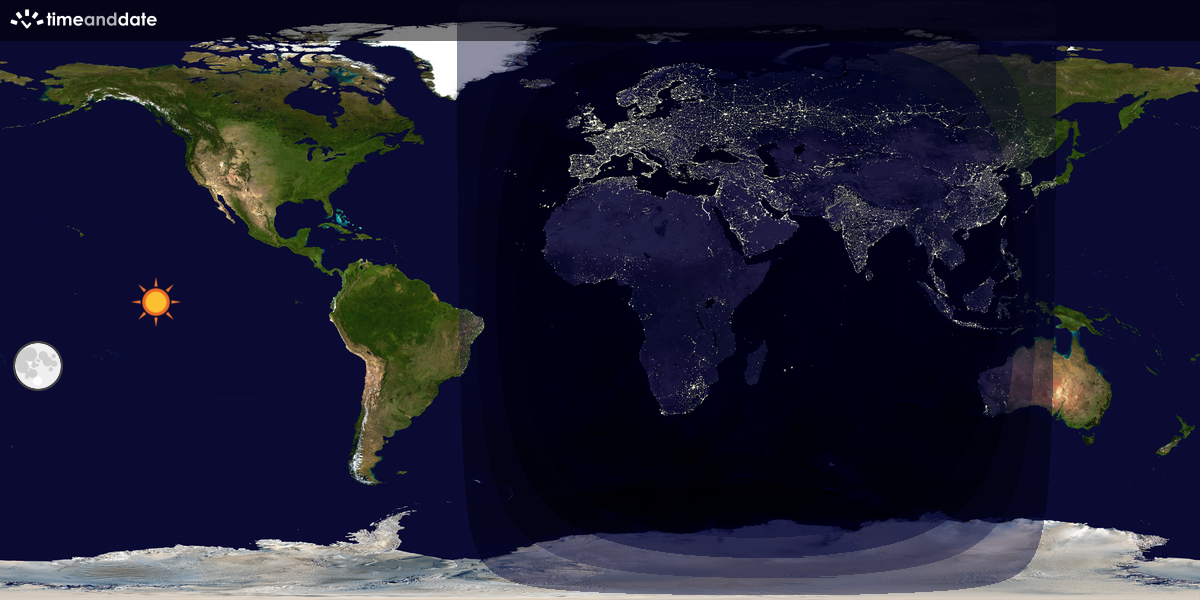 Verdenskart som viser dag og natt 