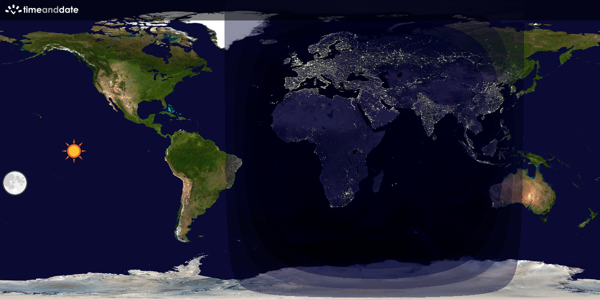Verdenskart som viser dag og natt 
