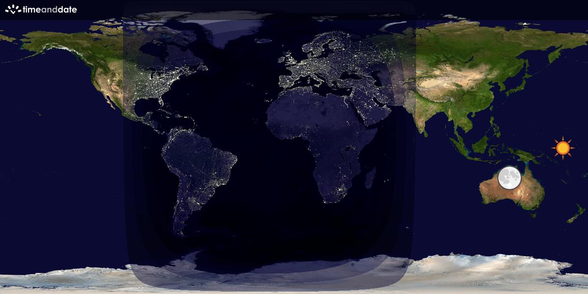 Verdenskart som viser dag og natt 