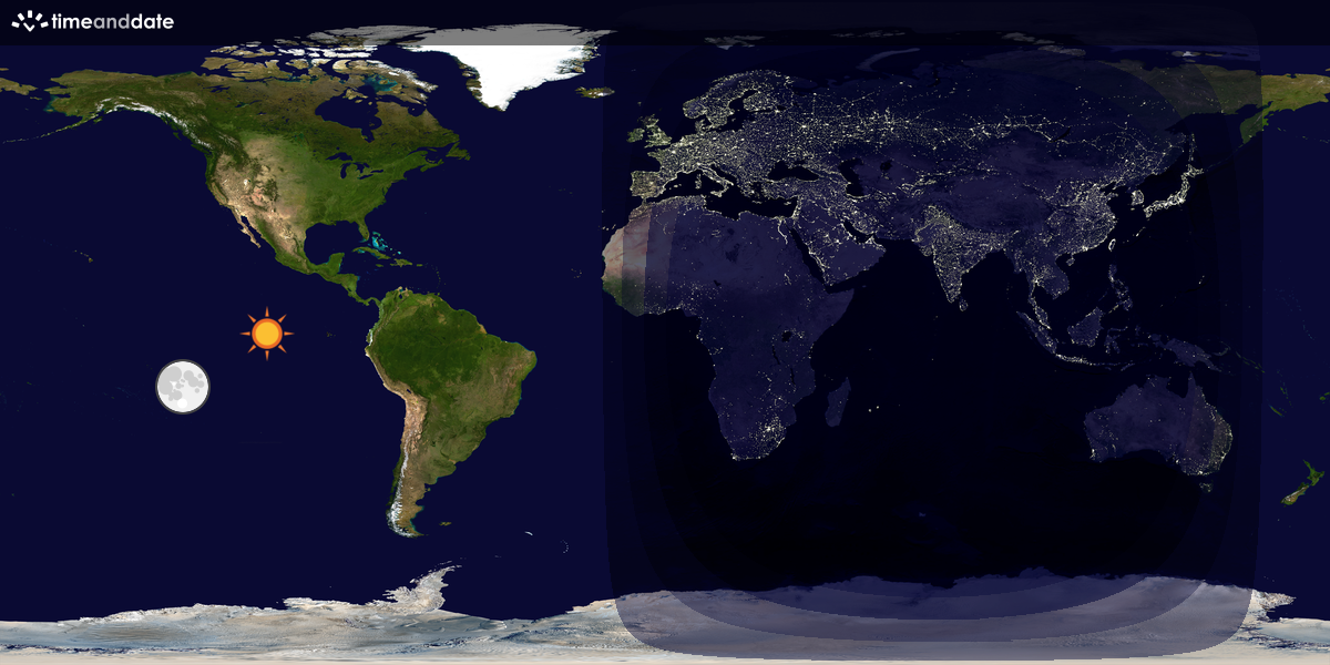 Verdenskart som viser dag og natt 