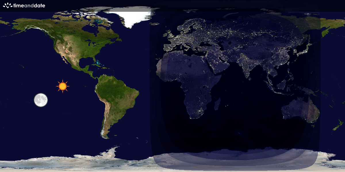Verdenskart som viser dag og natt 