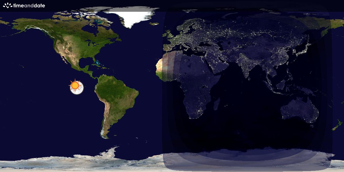 Verdenskart som viser dag og natt 