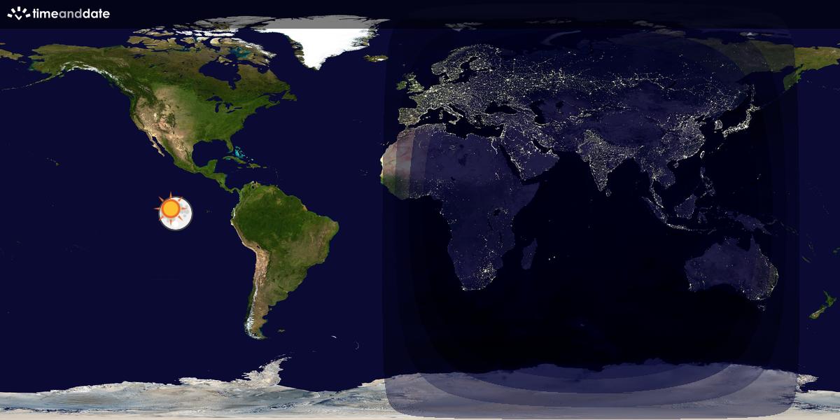 Verdenskart som viser dag og natt 