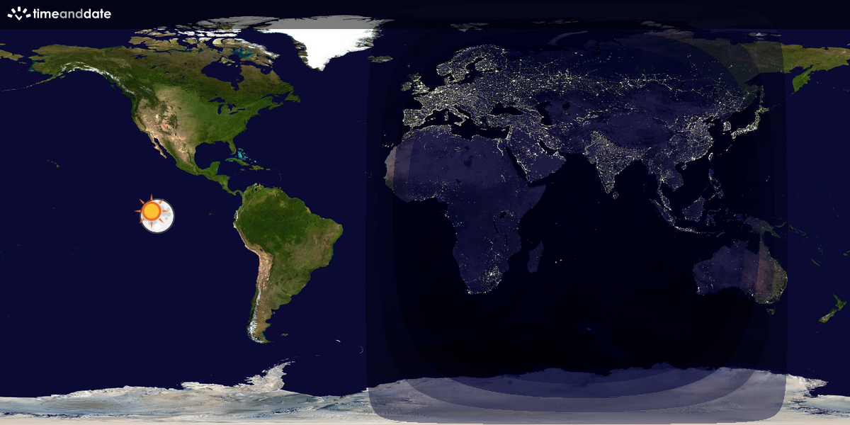 Verdenskart som viser dag og natt 