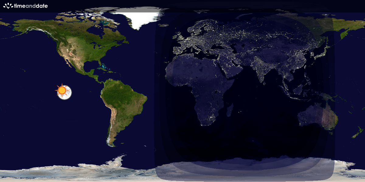 Verdenskart som viser dag og natt 