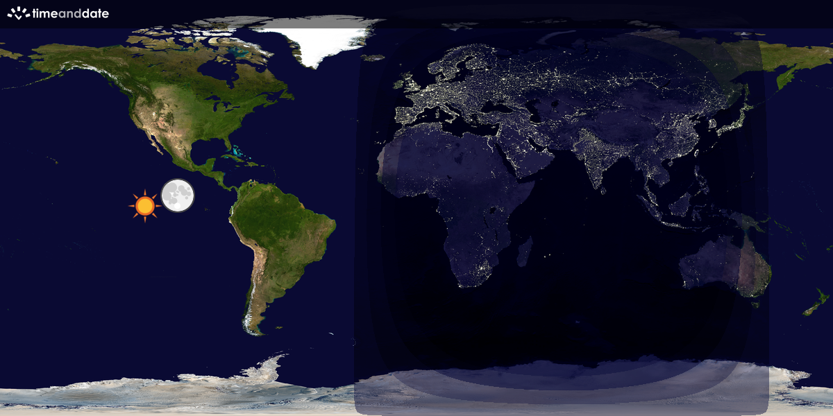 Verdenskart som viser dag og natt 