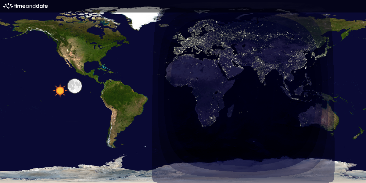 Verdenskart som viser dag og natt 