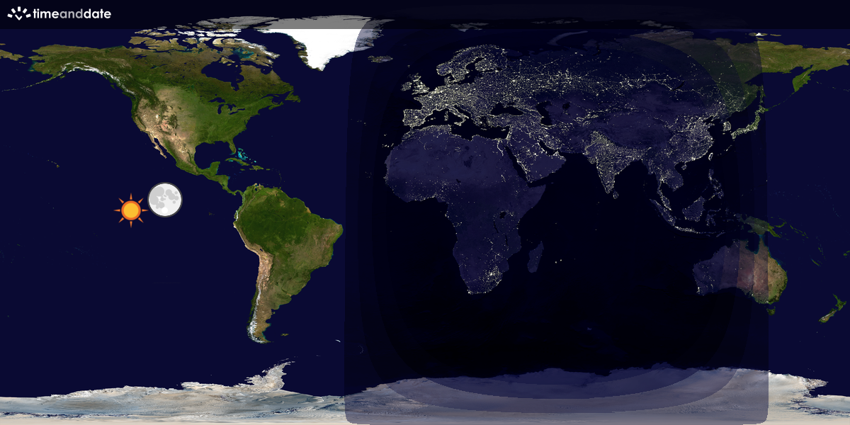 Verdenskart som viser dag og natt 