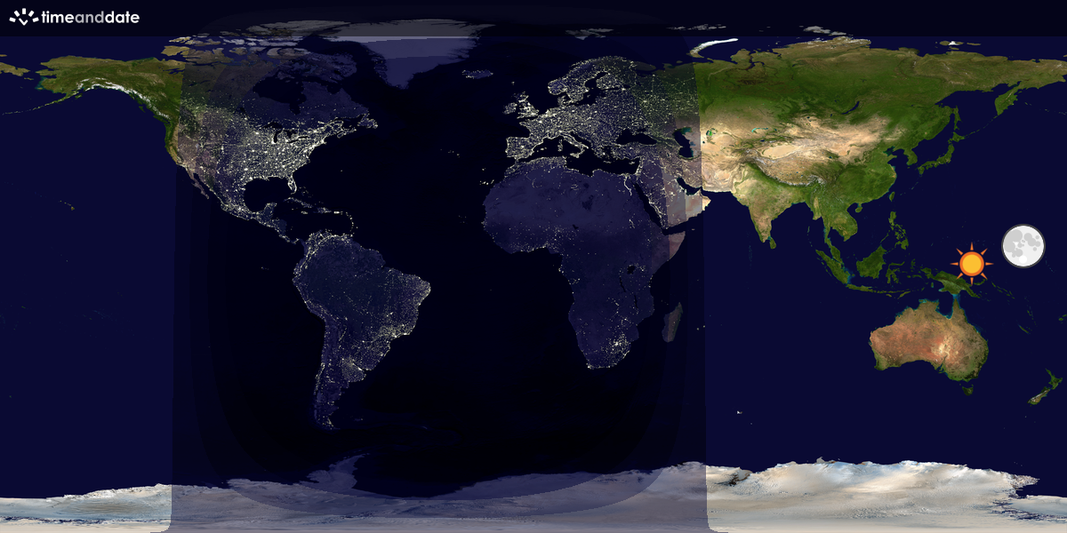 Verdenskart som viser dag og natt 