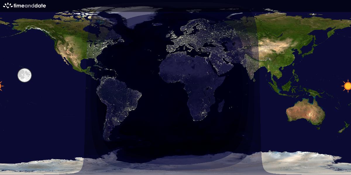 Verdenskart som viser dag og natt 