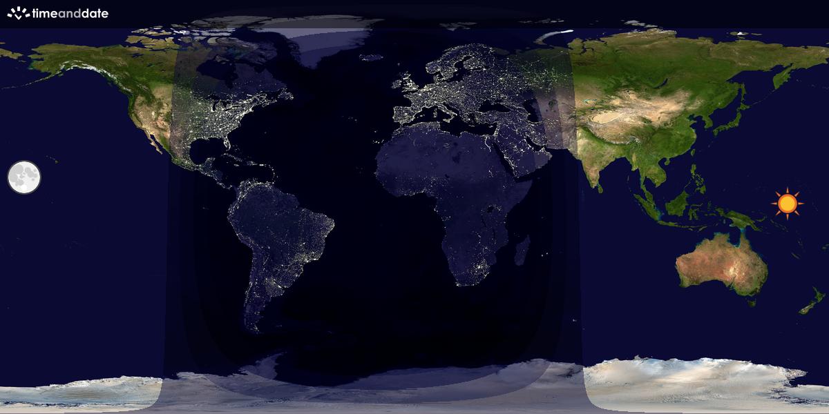 Verdenskart som viser dag og natt 