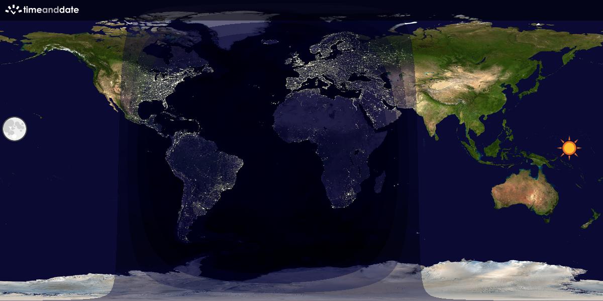 Verdenskart som viser dag og natt 