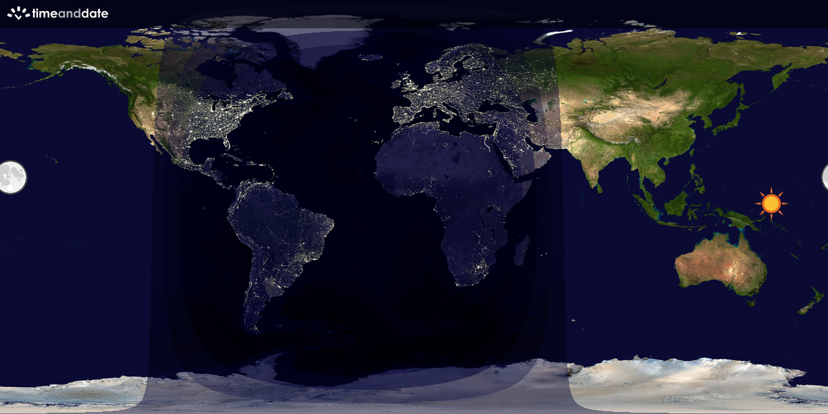Verdenskart som viser dag og natt 