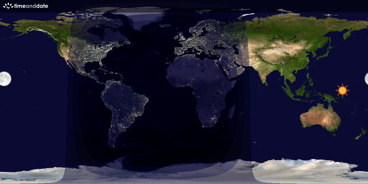 Verdenskart som viser dag og natt 