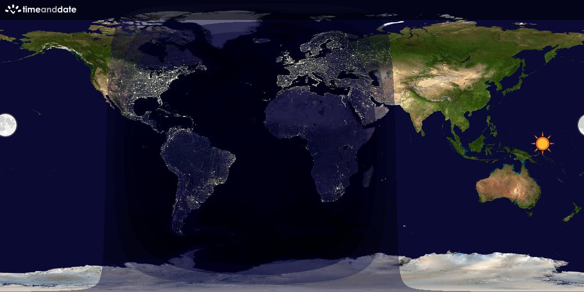 Verdenskart som viser dag og natt 