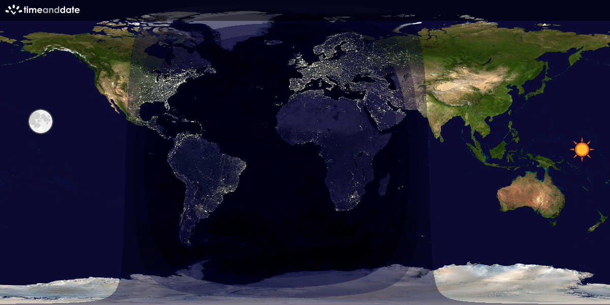 Verdenskart som viser dag og natt 