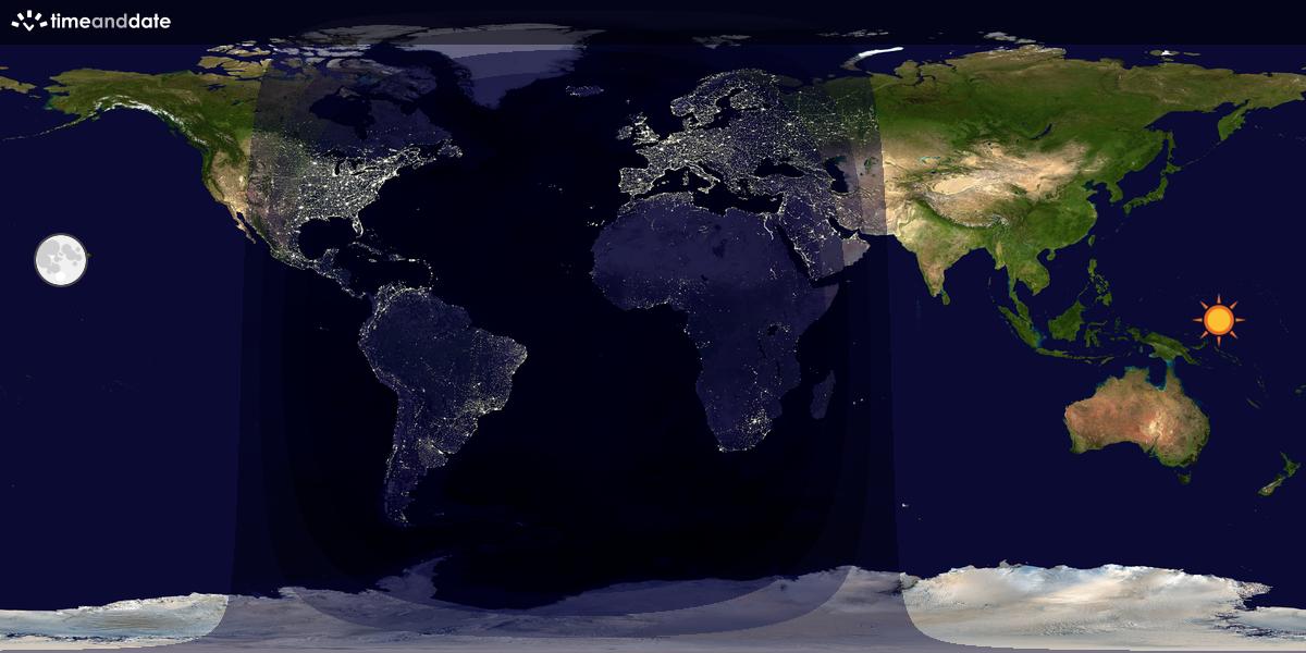 Verdenskart som viser dag og natt 