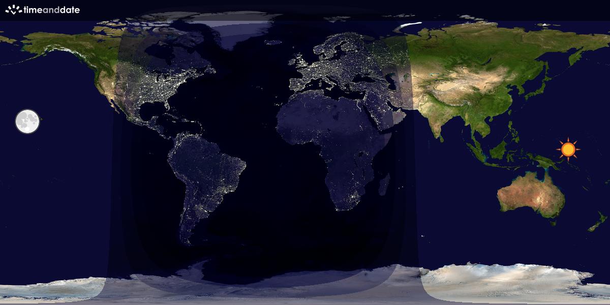 Verdenskart som viser dag og natt 