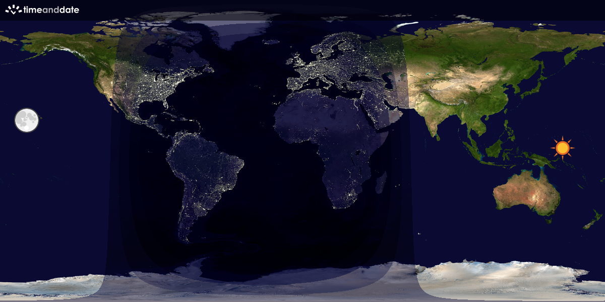 Verdenskart som viser dag og natt 