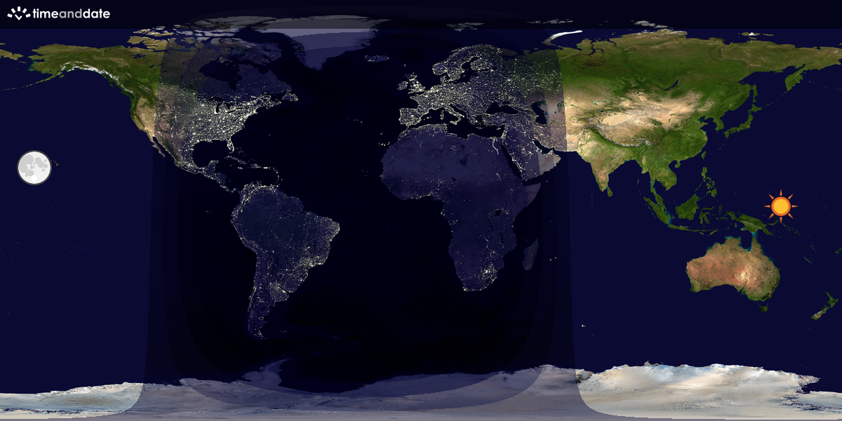 Verdenskart som viser dag og natt 