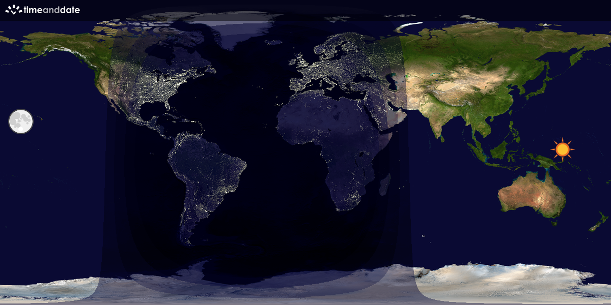 Verdenskart som viser dag og natt 