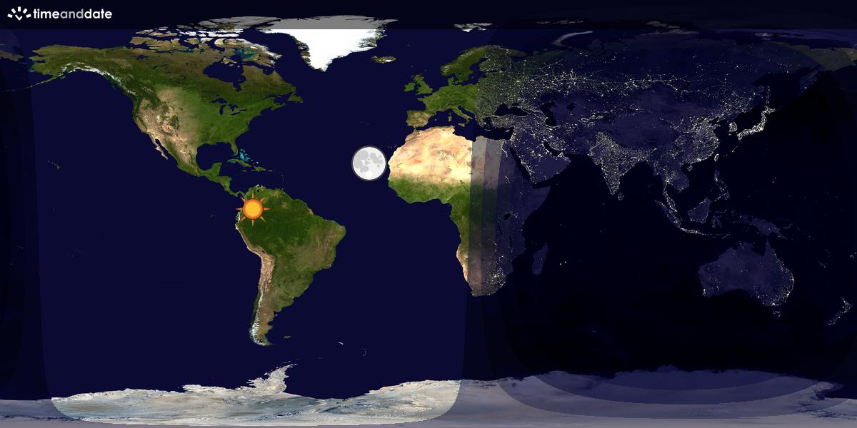 Verdenskart som viser dag og natt 